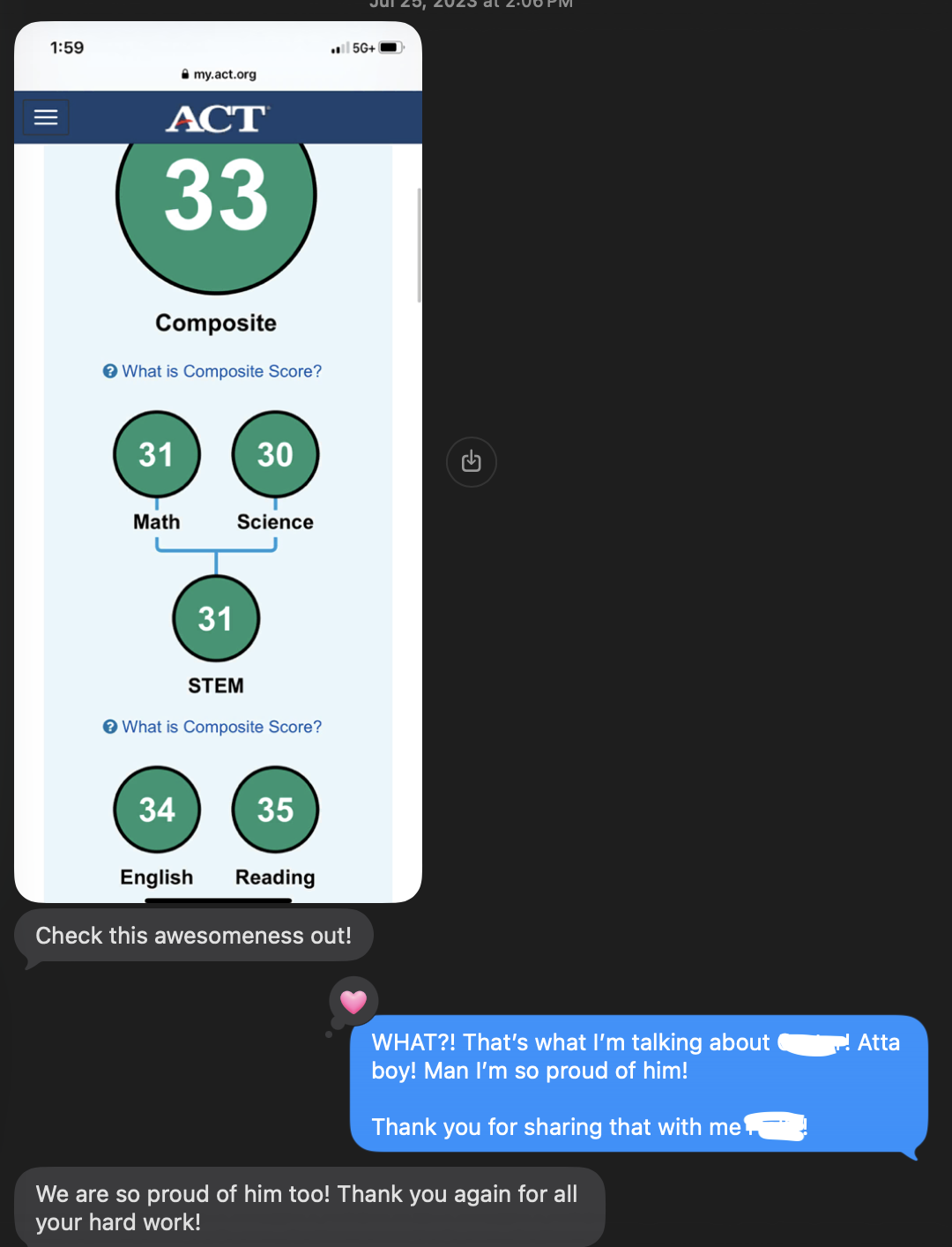 ACT® 33 score report