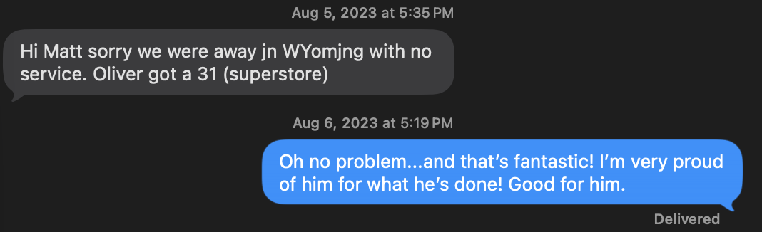 ACT score report showing a 31 composite. Student: Oliver. More Than Standard test prep.