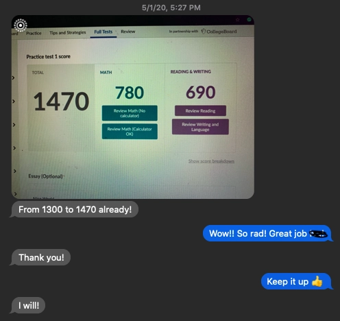 SAT® practice score report
